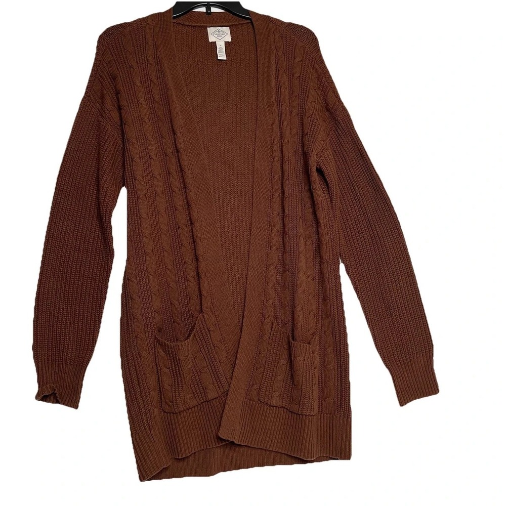 St‎ Johns Bay Cardigan Sweater with Pockets, Brown, 32" long, Size 2X